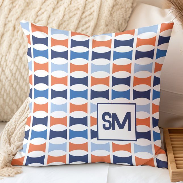 Cojín Decorativo Patrón geométrico monograma retro medio siglo (Subido por el creador)