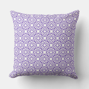 Cojín Decorativo Patrón geométrico morado blanco sin fisuras