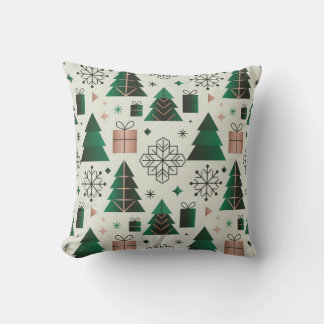 Cojín Decorativo Patrón Geométrico Navideño Contemporáneo