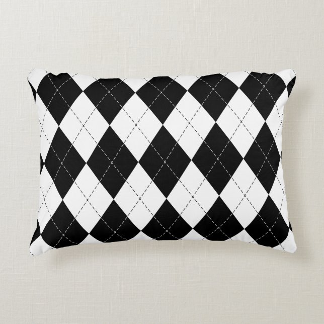 Cojín Decorativo Patrón geométrico negro blanco (Anverso)