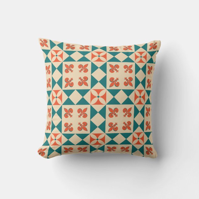 Cojín Decorativo Patrón geométrico retro (Anverso)