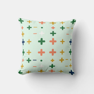 Cojín Decorativo Patrón geométrico retro con signos más juguetones