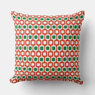 Cojín Decorativo Patrón geométrico retro: rojo y verde