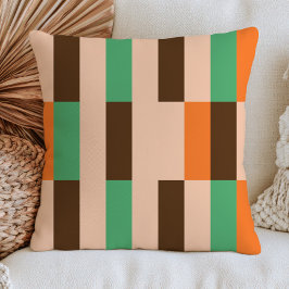 Cojín Decorativo Patrón geométrico retro verde, naranja y beige