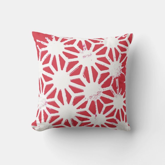 Cojín Decorativo Patrón geométrico rojo (Anverso)