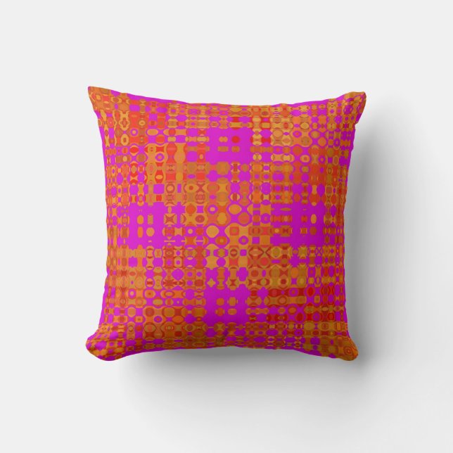 Cojín Decorativo Patrón geométrico rojo Naranja rosado moderno (Anverso)