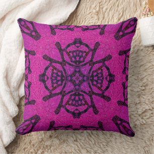 Cojín Decorativo Patrón geométrico rosa y púrpura intenso