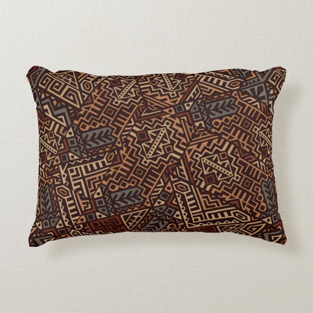 Cojín Decorativo Patrón geométrico sin soldadura creado en la etnia (Anverso)