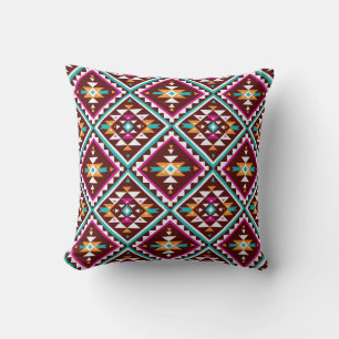 Cojín Decorativo Patrón geométrico tribal de color sin fisuras