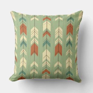 Cojín Decorativo Patrón geométrico tribal verde suave pastel