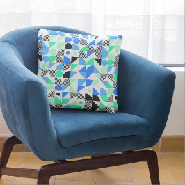 Cojín Decorativo Patrón geométrico verde moderno de la Casa de la M