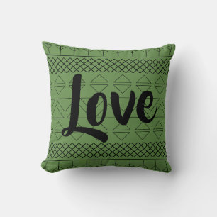 Cojín Decorativo Patrón geométrico verde oscuro del amor