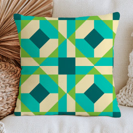 Cojín Decorativo Patrón geométrico verde y azul RETRO mediados de s