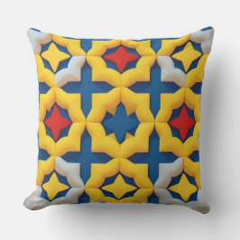Cojín Decorativo Patrón geométrico vibrante con colores negrita