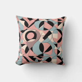 Cojín Decorativo patrón geométrico vibrante verde azulado y mostaza