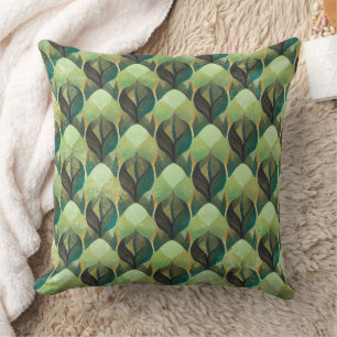 Cojín Decorativo Patrón geométrico vintage verde tono tierra