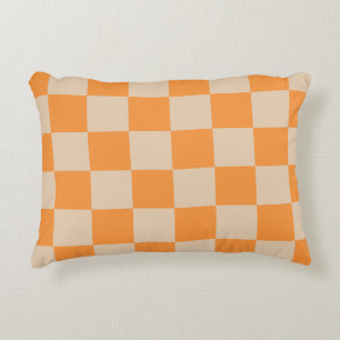 Cojín Decorativo Patrón Gingham de naranja controlado