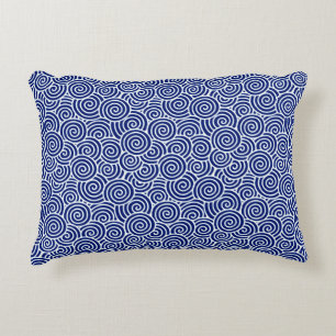 Cojín Decorativo Patrón giratorio japonés - azul marino y blanco