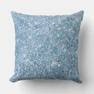 Cojín Decorativo Patrón Glam Brillante de Purpurina Azul Bebé Elega