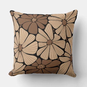 Cojín Decorativo Patrón Gráfico Floral Marrón
