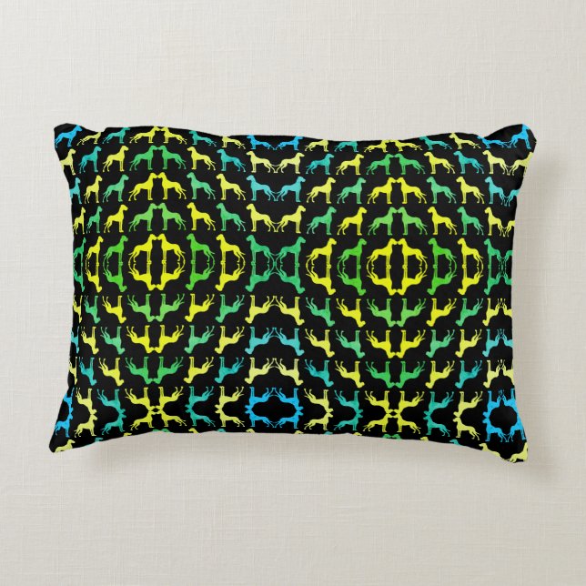 Cojín Decorativo Patrón Gran Danés Verde Amarillo (Reverso)