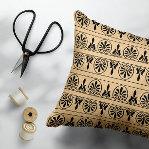 Cojín Decorativo Patrón griego árabe-mediterráneo marrón