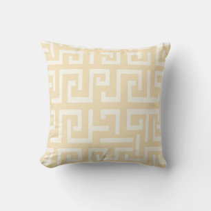 Cojín Decorativo Patrón Griego – Diseño Clásico Amarillo Intenso