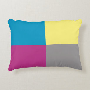 Cojín Decorativo Patrón gris amarillo azul púrpura