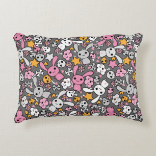 Cojín Decorativo patrón gris kawaii