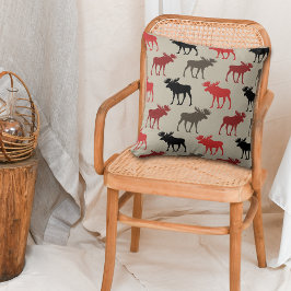 Cojín Decorativo Patrón gris negro rojo