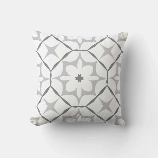 Cojín Decorativo Patrón gris y blanco (Anverso)