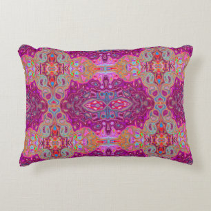 Cojín Decorativo Patrón Groovy Abstracto Magenta Rosa, Azul y Rojo