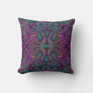 Cojín Decorativo Patrón Grueso Magenta y Azul Turquesa