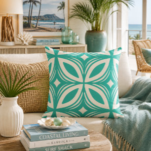 Cojín Decorativo Patrón hawaiano retro de los 50