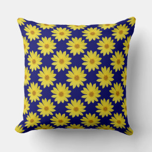 Cojín Decorativo Patrón Helianthus 'Lemon Queen' - Azul oscuro