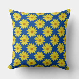 Cojín Decorativo Patrón Helianthus 'Lemon Queen' - Azul profundo