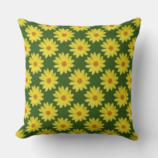 Cojín Decorativo Patrón Helianthus 'Lemon Queen' - Verde Forestal