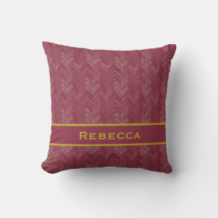 Cojín Decorativo Patrón Herringbone Chevron Monograma rojo lujoso