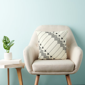 Cojín Decorativo Patrón Herringbone de flecha blanca en negro y apa