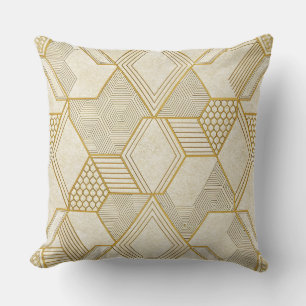 Cojín Decorativo Patrón hexagonal orgánico moderno Crema y beige