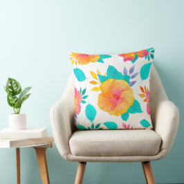 Cojín Decorativo Patrón Hibiscus acuático - Floral tropical