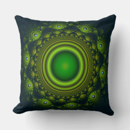 Cojín Decorativo Patrón hipnótico fractal verde