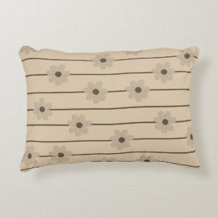 Cojín Decorativo Patrón horizontal Strip Brown Khaki Flower Y2K