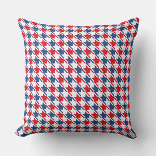 Cojín Decorativo Patrón Houndstoth de color rojo blanco y azul repe