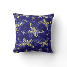 Patrón ilustrado de mariposa azul y amarilla