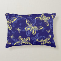 Patrón ilustrado de mariposa azul y amarilla