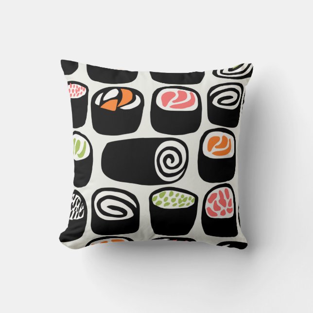 Cojín Decorativo Patrón impecable pintado a mano con comida asiátic (Anverso)