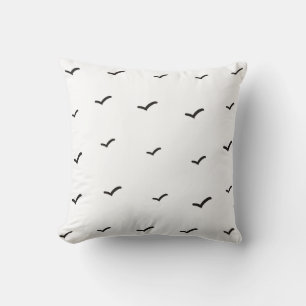 Cojín Decorativo Patrón/Impresión de pájaros minimalista en blanco 