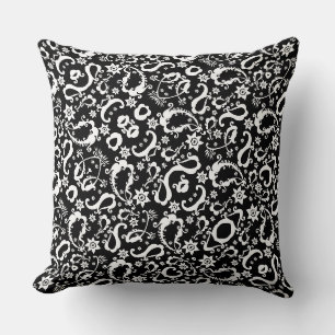 Cojín Decorativo patrón indio exquisito blanco y negro