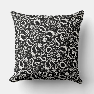Cojín Decorativo patrón indio exquisito blanco y negro